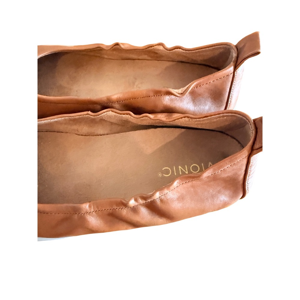 Vionic Uptown Ballet Flats Womens 9 Cognac Leather Orthotic Comfort Shoes - Picture 12 of 14